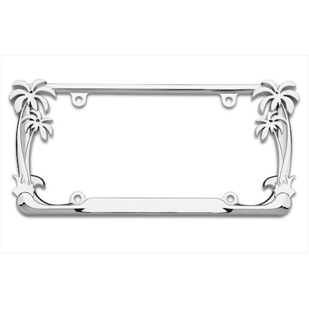 Strike3 Palm Tree License Plate Frame; Chrome ST11096